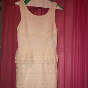 American Eagle Cream Lace Peplum Dress